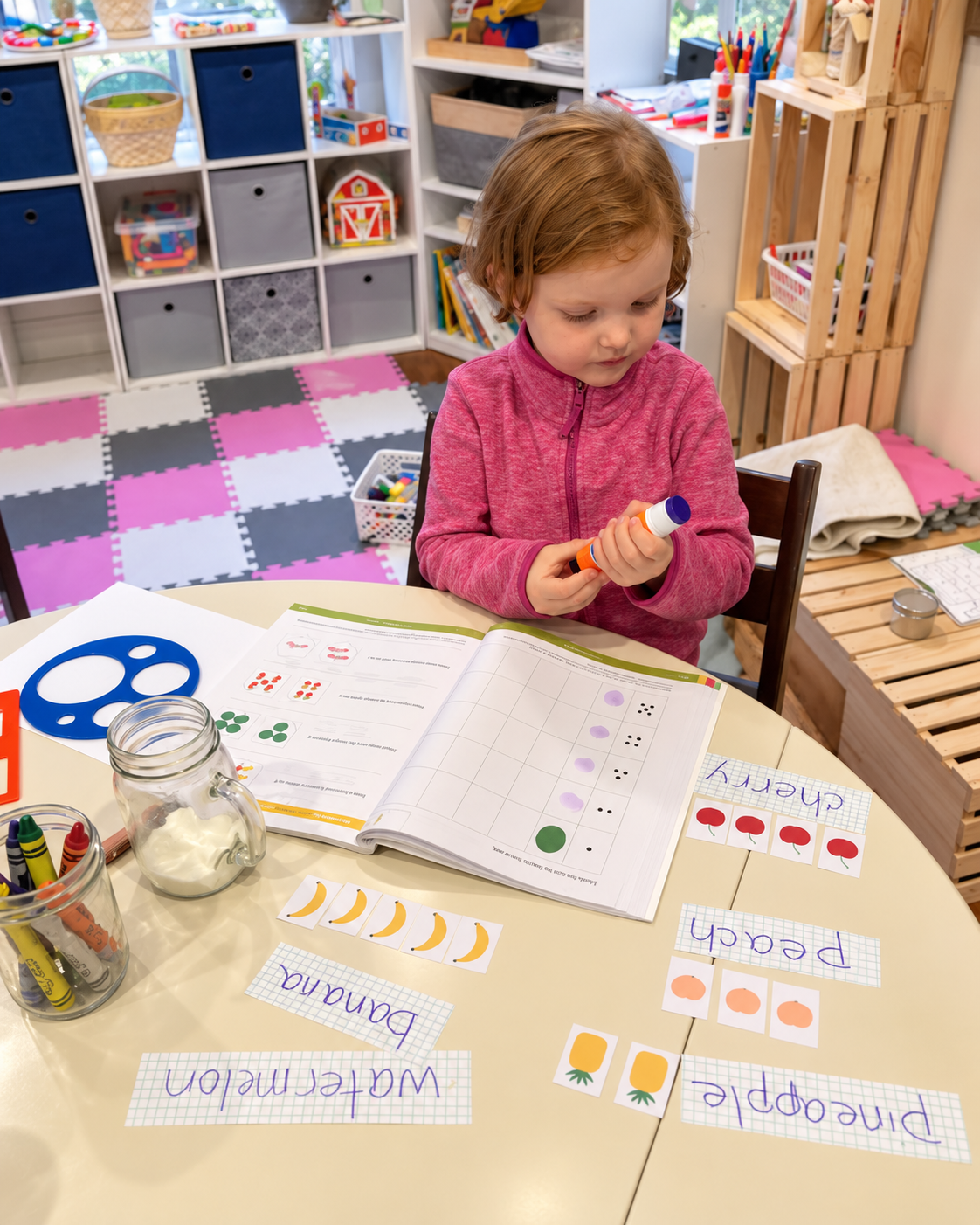Daecklyn working with hands-on learning materials